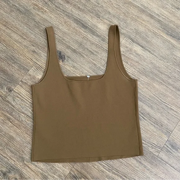 Vince Olive Stretch-knit Tank In Brown Size Medium - Picture 2 of 4